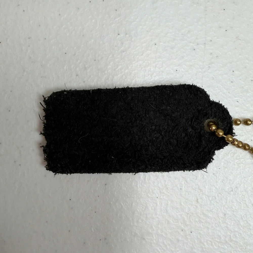 Vintage Coach 2.25 Hangtag Fob Charm Replacement Pebbled Leather Brass Black